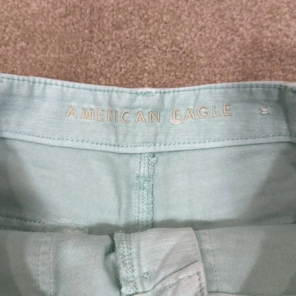 American Eagle High-Waisted Utility Khaki Short Aqua Blue Green Women Size 2